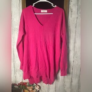 ZENANA Women's Small Pink Oversized Sweater Pullover Shirt Side Slit Stretchy